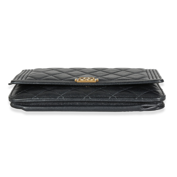 Chanel Gunmetal Quilted Lambskin Boy Wallet On Chain - Picture 5 of 8